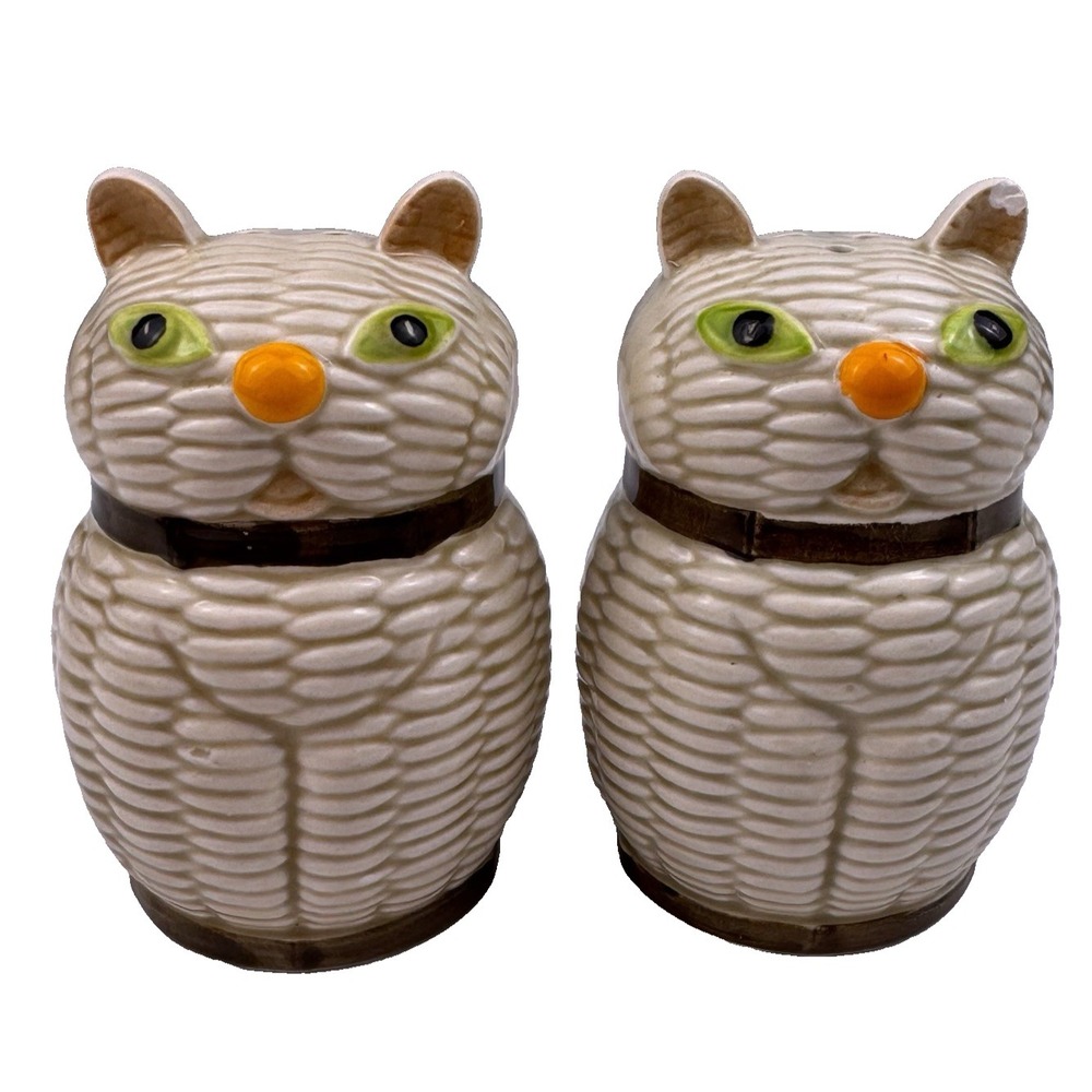 Vtg 60's Otagiri Japan Cat Salt And Pepper Shakers Textured Ceramic Midcentury